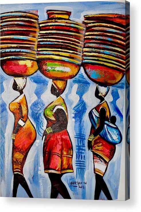 Africa Acrylic Print featuring the painting Easy by Appiah Ntiaw