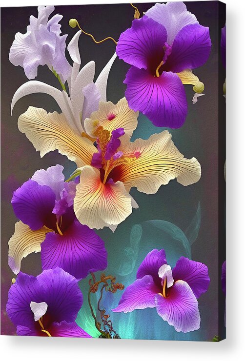 Floral Acrylic Print featuring the mixed media Evening Glow 2 by Lynda Lehmann