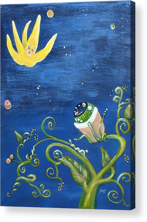 Surreal Acrylic Print featuring the painting Falling Star and Venus Eyesnap by Vicki Noble