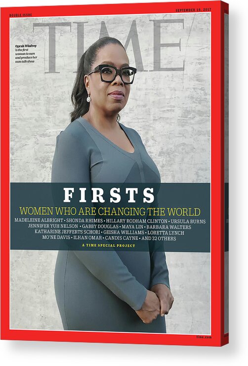 Firsts Acrylic Print featuring the photograph FIRSTS - Oprah Winfrey by Photograph by Luisa Dorr for TIME