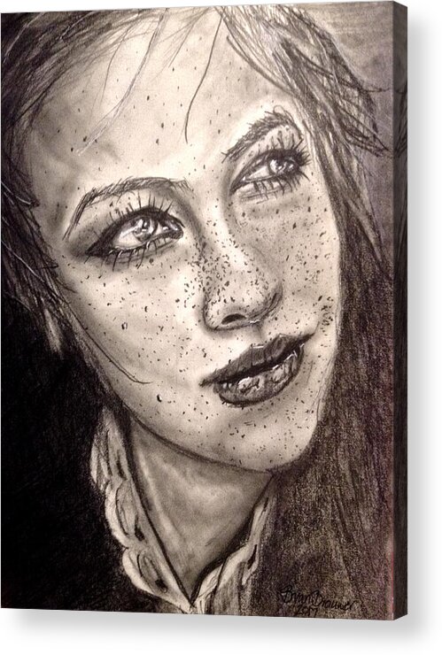 Young Acrylic Print featuring the drawing Freckles by Bryan Brouwer