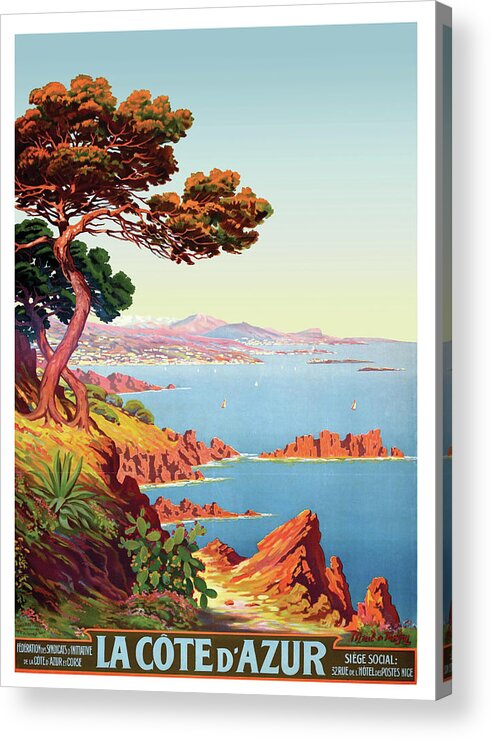 French Riviera Acrylic Print featuring the digital art French Riviera Coastline by Long Shot