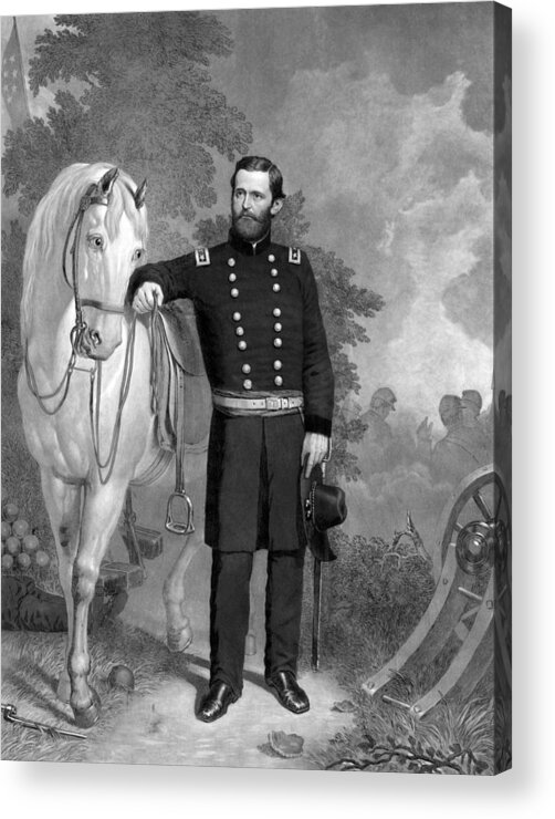 Ulysses Grant Acrylic Print featuring the drawing General Ulysses S. Grant And His Horse by War Is Hell Store