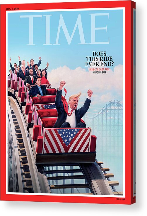 Trump Acrylic Print featuring the photograph GOP Race Does This Ride Ever End by Tim O'Brien