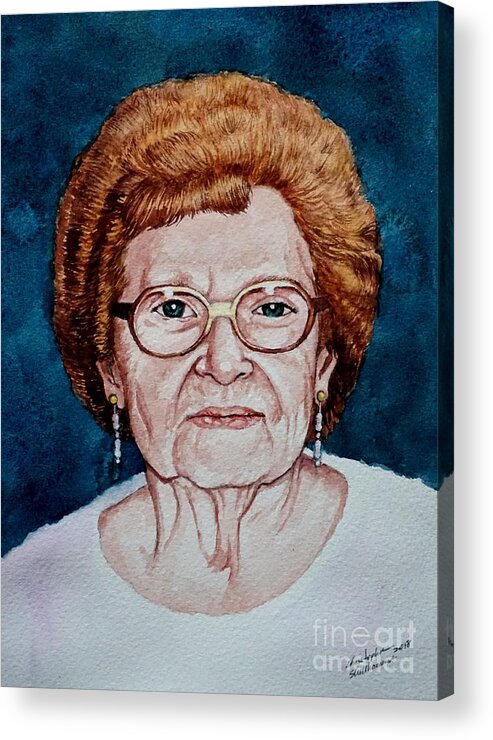 Simon Acrylic Print featuring the painting Grandma Simon by Christopher Shellhammer