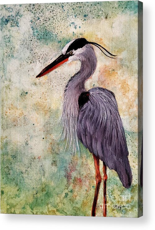 Wildlife Acrylic Print featuring the painting Great Blue Heron by Zan Savage