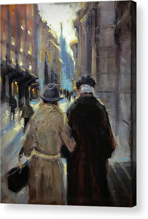 Couple Acrylic Print featuring the painting Growing old together by Ashlee Trcka