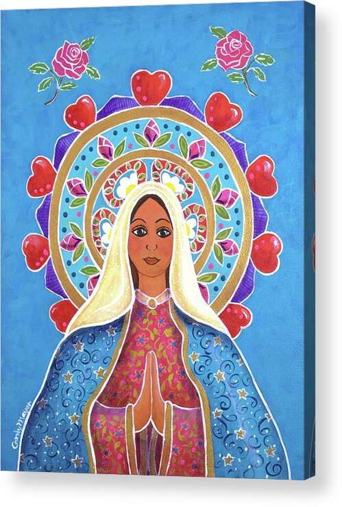 Guadalupe Acrylic Print featuring the painting Guadalupe Mandala by Candy Mayer