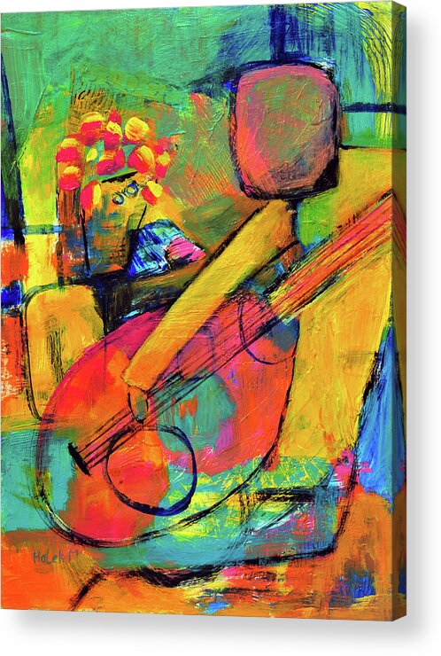 Musician Abstract Acrylic Print featuring the painting Guitar Player by Haleh Mahbod
