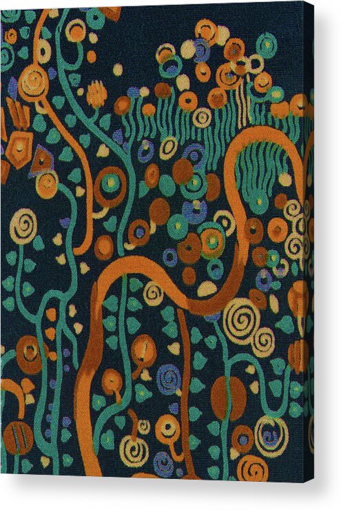 Depth Acrylic Print featuring the painting Gustav Klimt Ode Abstract Green by Tony Rubino