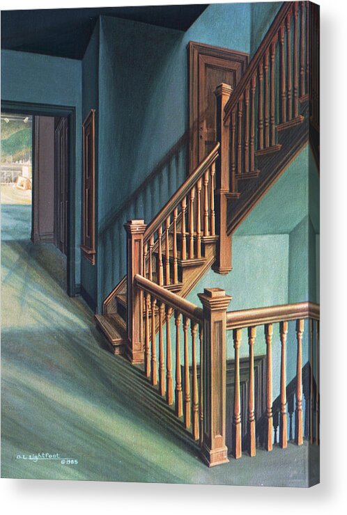 Interior Detail Acrylic Print featuring the painting Hallway Shadows, Corinthian Hall by George Lightfoot