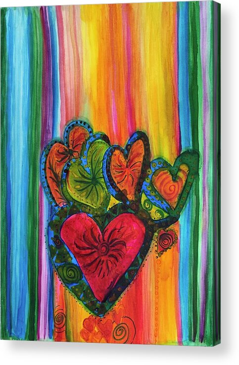 Gay Pride Acrylic Print featuring the painting Heart Of Pride Grace Streaming by Sandy Rakowitz