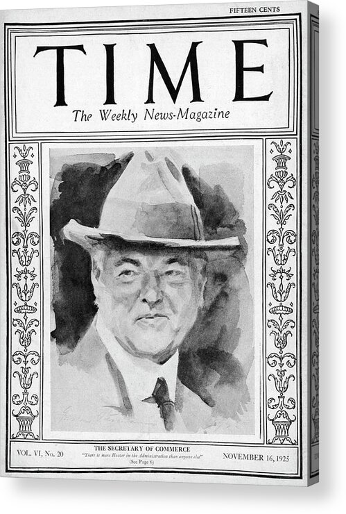 Herbert Hoover Acrylic Print featuring the photograph Herbert Hoover, 1925 by Illustration cr Gordon Stevenson