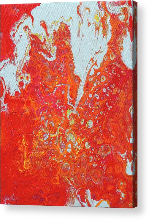 Fluid Acrylic Print featuring the painting Hot Lava and Ice by Maria Meester