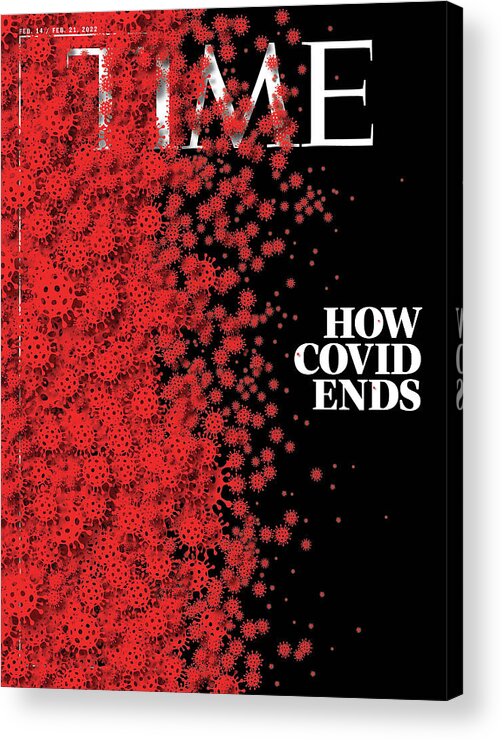 Time Magazine Acrylic Print featuring the photograph How Covid Ends by TIME Illustration - Viral cell icon - Getty Images