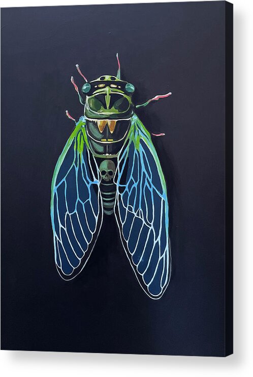 Cicada Acrylic Print featuring the painting In-A-Cicada-Da-Vida by Jeffrey Bess