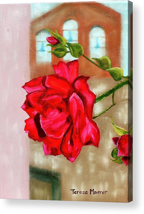 Rose Acrylic Print featuring the painting Italian Rose by Teresa Moerer