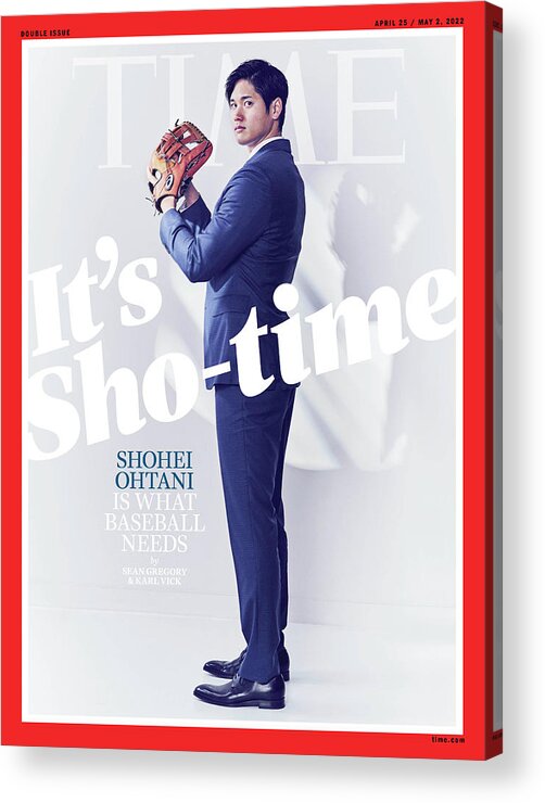 It's Sho-time Acrylic Print featuring the photograph It's Sho-Time - Shohei Ohtani, baseball player by Photograph by Ian Allen for TIME