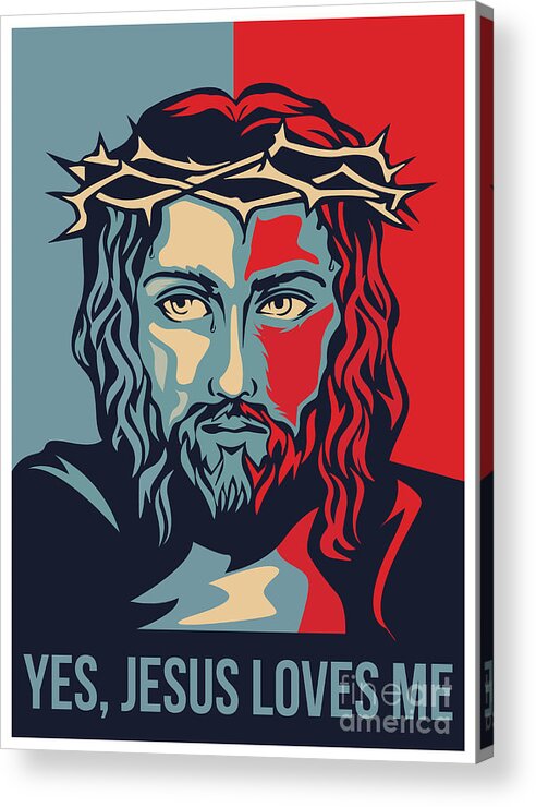 Jesus Acrylic Print featuring the digital art Jesus Design Yes Jesus Loves Me Retro Birthday Gift Idea by Haselshirt