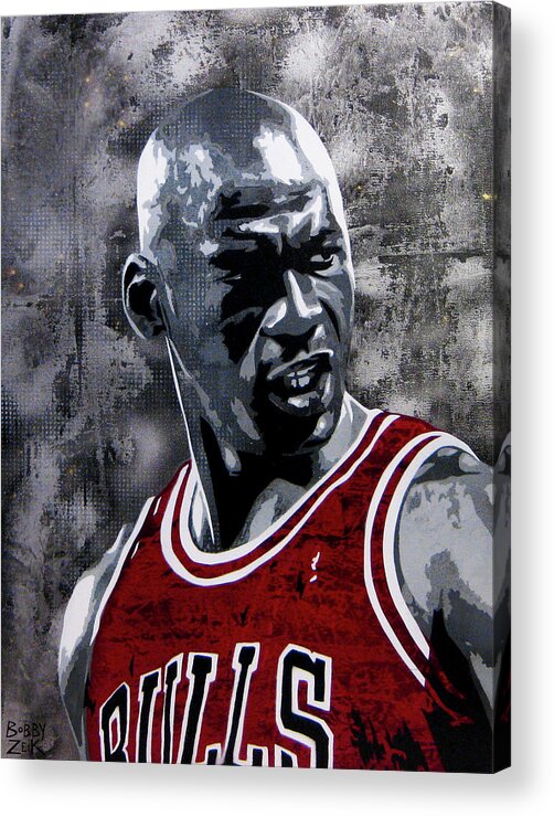 Michael Jordan Acrylic Print featuring the painting Jordan by Bobby Zeik