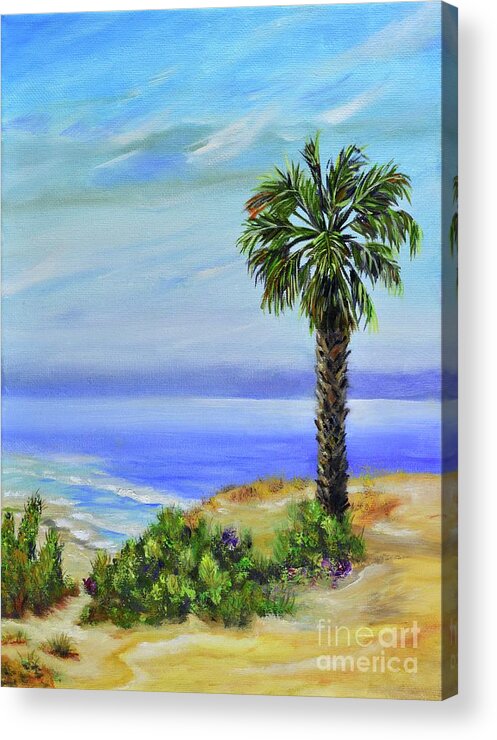 La Rambia Street Acrylic Print featuring the painting La Rambia, San Clemente by Mary Scott