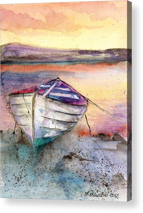 Boat Acrylic Print featuring the painting Lonely Boat by Espero Art