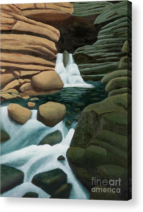Lost Valley Acrylic Print featuring the painting Lost Valley Natural Bridge by Garry McMichael