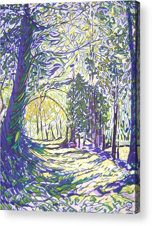 Magical Realism In The Forest Acrylic Print featuring the painting Magical Realism in the Forest by Therese Legere