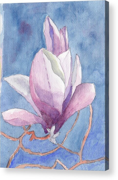 Trees In Spring Acrylic Print featuring the painting Magnolia by Anne Katzeff