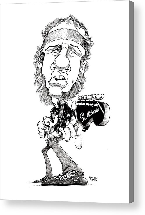 Caricature Acrylic Print featuring the drawing Mark Knopfler by Mike Scott