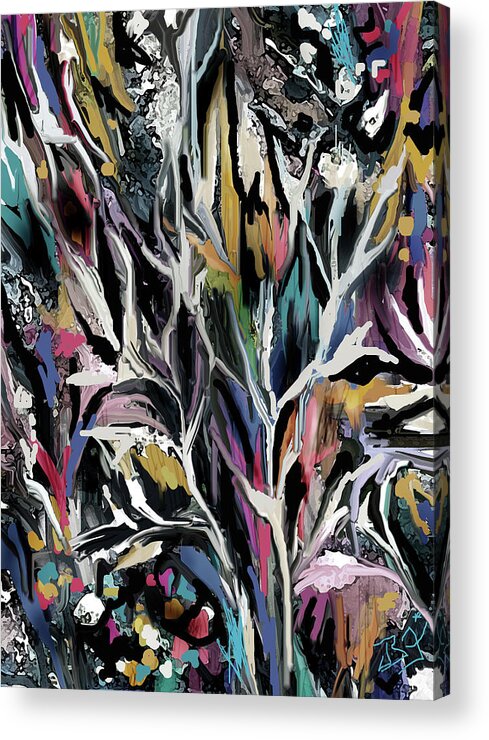 Abstract Acrylic Print featuring the digital art Midnight Forest by Jean Batzell Fitzgerald