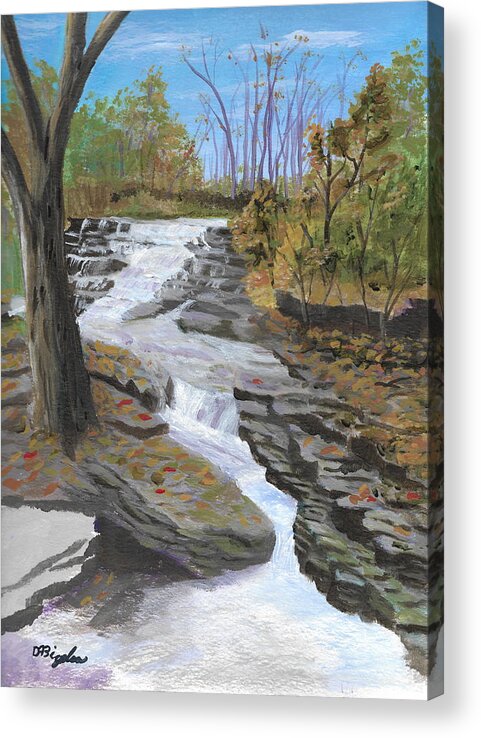 Mohawk Acrylic Print featuring the painting Mohawk Cascade by David Bigelow
