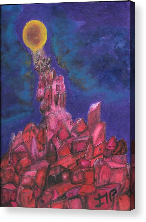 Moon Acrylic Print featuring the painting Moon Crystals by Esoteric Gardens KN
