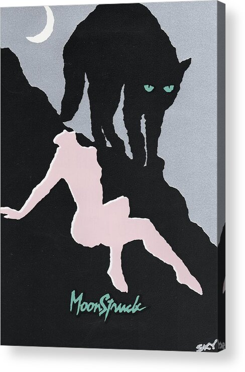 Cats Acrylic Print featuring the mixed media Moon Struck by Blue Sky