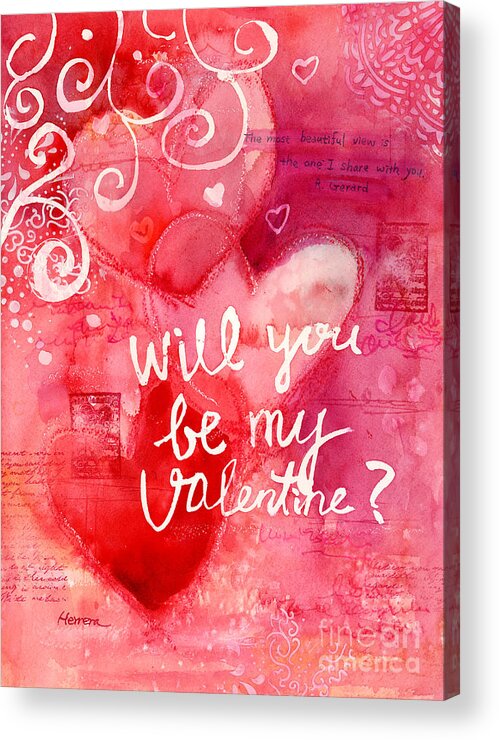 Valentine Acrylic Print featuring the painting My Valentine 3 by Hailey E Herrera