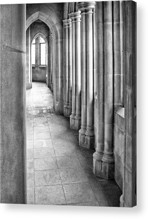 Cathedral Acrylic Print featuring the photograph National Cathedral Hallway Washington DC by Mary Lee Dereske