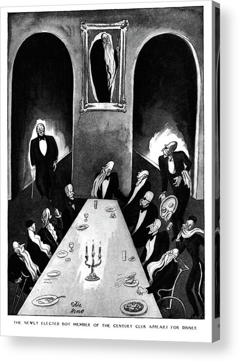 Age Acrylic Print featuring the drawing Newly Elected Boy Member of the Century Club Appears for Dinner by Peter Arno