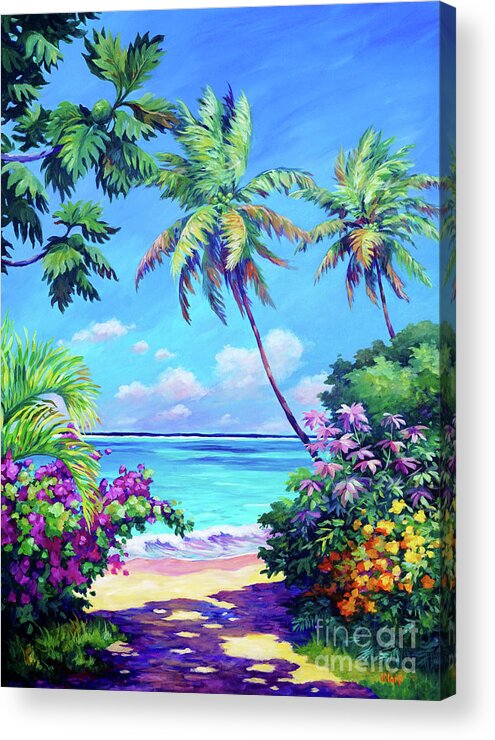 Art Acrylic Print featuring the painting Ocean View with Breadfruit Tree by John Clark