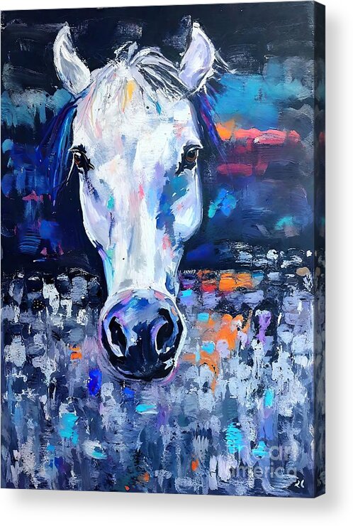 Paint Acrylic Print featuring the painting Painting Horse paint background illustration brus by N Akkash
