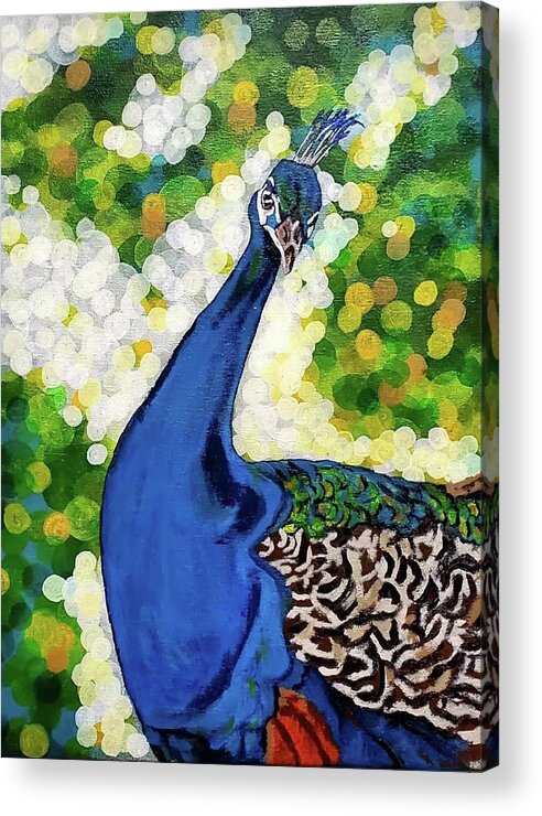  Acrylic Print featuring the painting Peacock 2 by Amy Kuenzie