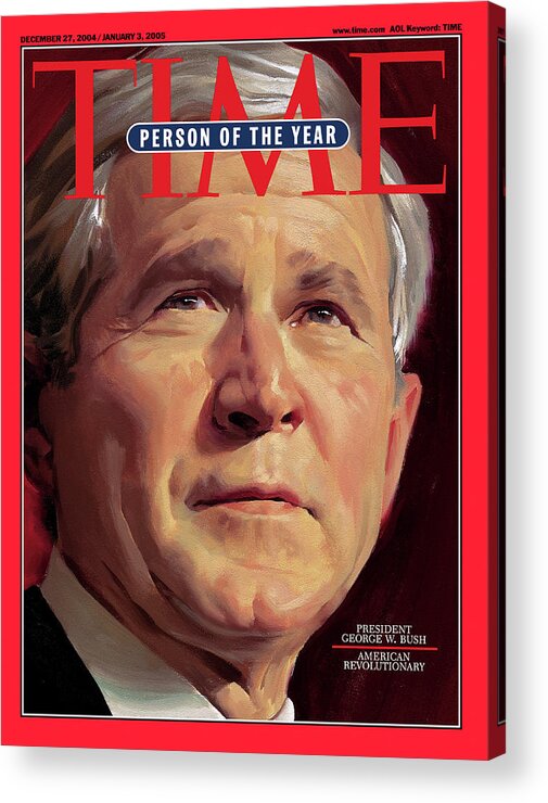 2000 Person Of The Year Acrylic Print featuring the photograph 2004 Person of the Year - George W. Bush by Illustration for TIME by Daniel Ade