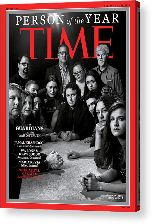 2018 Person Of The Year The Guardians Acrylic Print featuring the photograph 2018 Person of the Year The Guardians, The Capital Gazette by Photograph by Moises Saman Magnum Photos for TIME