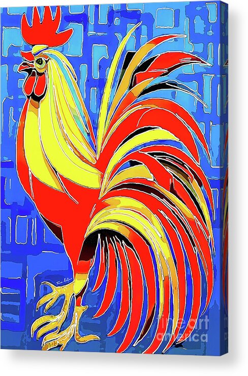 Rooster Acrylic Print featuring the painting Pop Art Rooster by Tina LeCour