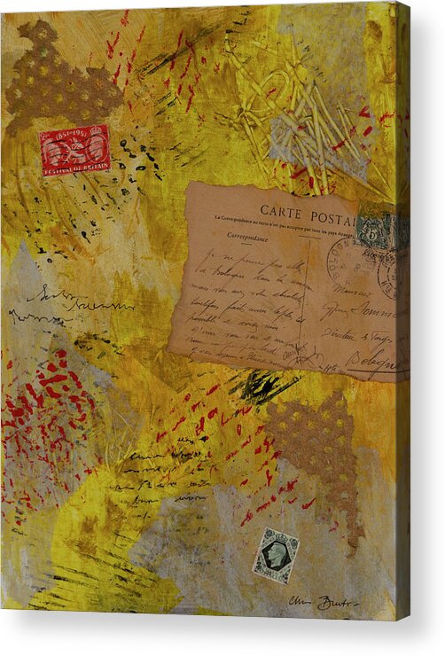 Mixed-media Collage Acrylic Print featuring the mixed media Postcards from the Edge III by Chris Burton