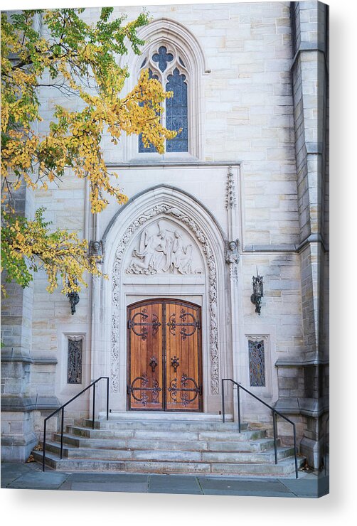 Architecture Acrylic Print featuring the photograph Princeton University Chapel Side Entrance Vertical by Kristia Adams