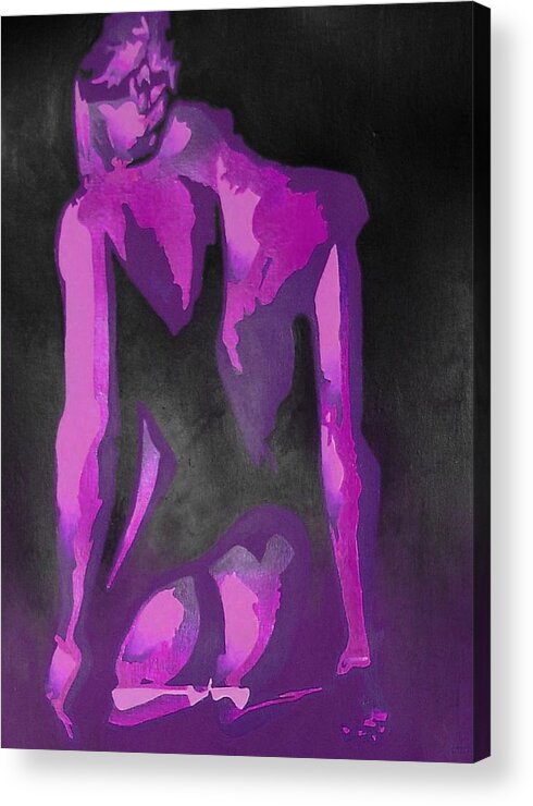 Nudes Acrylic Print featuring the painting Purple Plaits and Panties by Taiche Acrylic Art