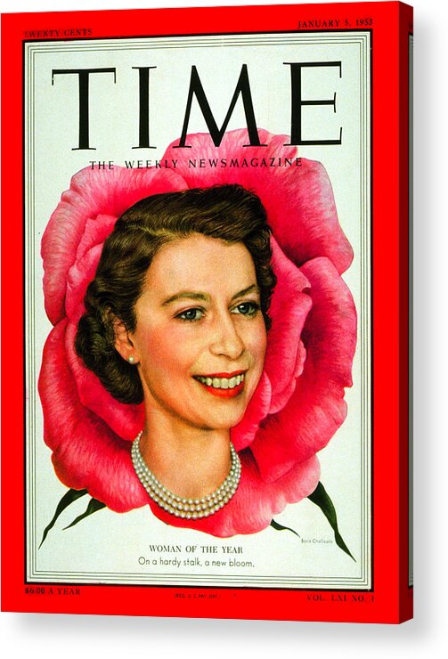 Queen Elizabeth Ii Acrylic Print featuring the photograph Queen Elizabeth II, Woman of the Year, 1953 by Boris Chaliapin