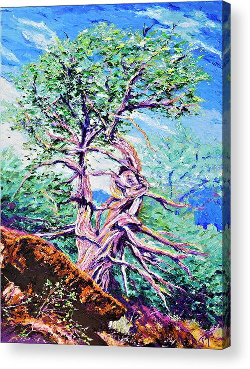 Impressionism Acrylic Print featuring the painting Reach for the Sky Together by Darien Bogart