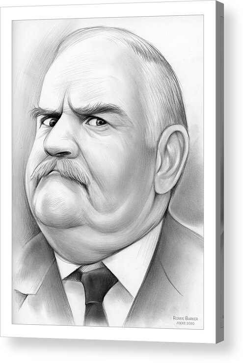 Ronnie Barker Acrylic Print featuring the drawing Ronnie Barker - Pencil by Greg Joens