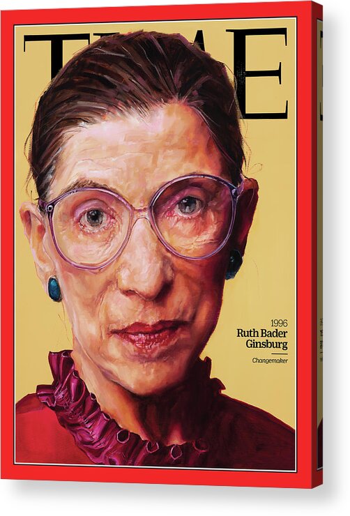 Time Acrylic Print featuring the photograph Ruth Bader Ginsburg, 1996 by Painting by Shana Wilson for TIME